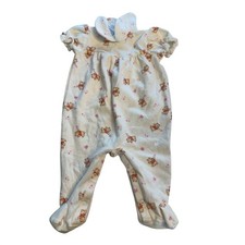 Disney Baby Winnie the Pooh Footed Sleeper Kids 3-6 Vintage Pink Butterfly White