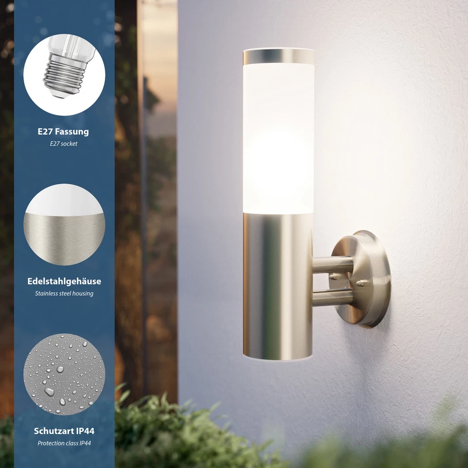 Applique murale PORU pour l'extérieur inox rond incl. ampoule E27 blanche max. - Photo 3/4