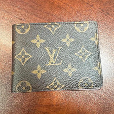Louis Vuitton Monogram Logo Brown Bifold Folding Wallet Unisex