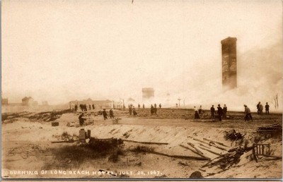 Before & After Burning Ruins of Long Beach Hotel Long Island NY c1907 Photo RPPC