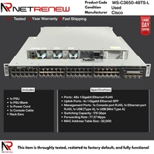 WS-C3650-48TS-L Cisco Catalyst  48 Port 4x1G Uplink Port Ethernet Switch
