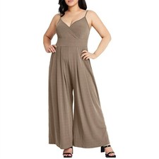 Women V Neck Sleeveless Spaghettis Strap Wide Leg Overalls NWT Size M