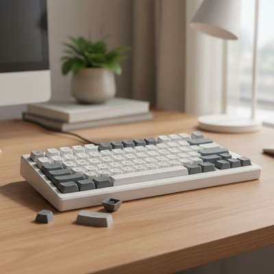Custom Retro Grey Double Shot PBT Keycaps for Mechanical Keyboards   139 Keys
