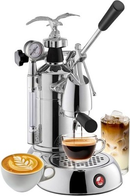 La Pavoni Stradivari - Milano 16-Cup Lever Espresso Machine Chrome & Black Wood