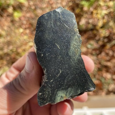 Dark Green Jade With Gold Flakes Specimen Or Rough 6.32 Oz!