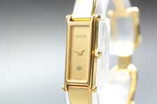 [Exc+5] GUCCI 1500 Gold Dial Quartz Women's Vintage Bungle Dress Watch JAPAN