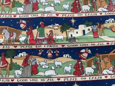 1 Yard 1995 Fabric Traditions Susan Winget Peace on Earth #2342 Fabric