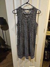 Michael Kors Women's Black And White Sleeveless Dress With Tie Neckline Size M