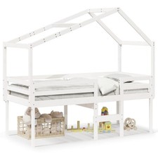 vidaXL Letto a Soppalco con Tetto Bianco 80x200 cm in Legno di Pino