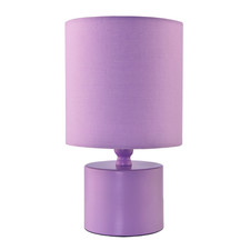 Modern Soft Lilac Glossy Table Lamp with Cotton Fabric Drum Shade by Happy Ho...