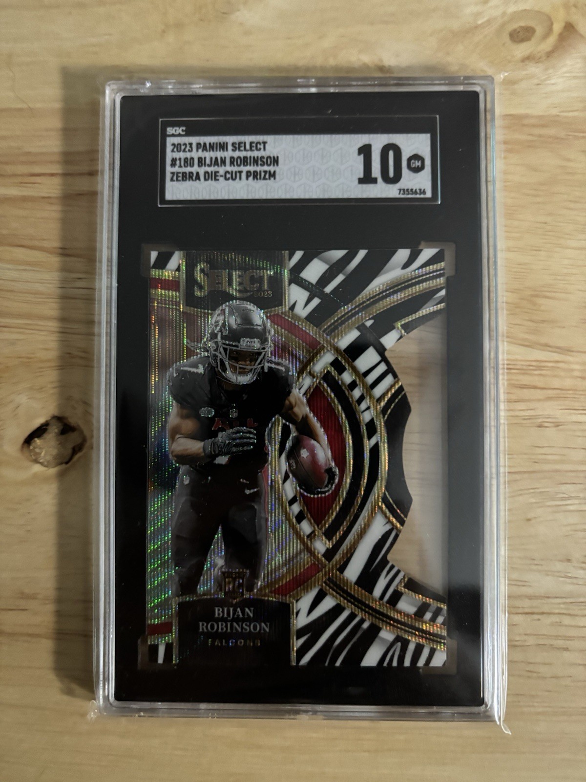 2023 Select Premier Level Bijan Robinson #180 Zebra Prizm Die-Cut