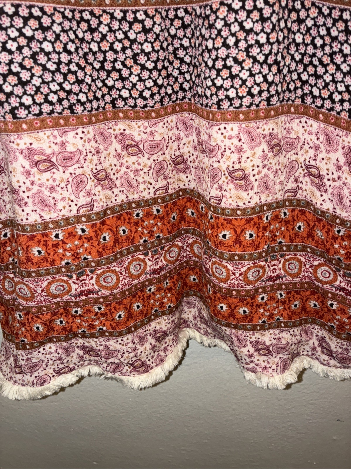 Boho Hippie Folk Patchwork Print Flutter Sleeve D… - image 2