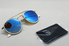 Ray-Ban Round Double Bridge Gold Frame / Gradient Blue RB3647 Sunglasses