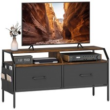HOMCOM TV Stand Cabinet 2 Foldable Drawers Rustic Brown, Used