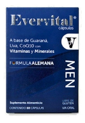 Evervital Men 60 capsules CoQ10 vitamins and minerals German Formula. VITALIDAD