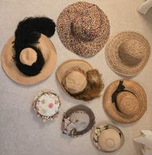 Antique  Vintage Woman Hats Lot 8 Edwardian - 30s 40s Plumes Stetson