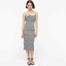 J. Crew Smocked TIe-Front Dress in Gingham Black White Size 2