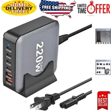 220W GaN III USB C Charger Block - 6 Port Fast Charging Station for All Devices