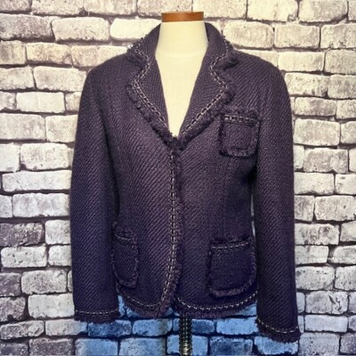 Dialogue Purple Long Sleeve Fully Lined Jacket Size 8 Snap Close Acrylic Blend