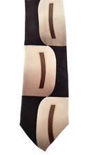 NWT Antonio Ricci Tie Men's Short Style Retro Silk Brown Black Ivory Abstract