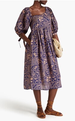 Agua by Agua Bendita 'Mineira Inpanema Indigo' Midi Dress Size XSmall NEW