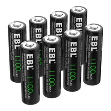 EBL 8 Pack AA Rechargeable Battery Ni-Cd 1100mAh 1.2V Batteries For Solar Light