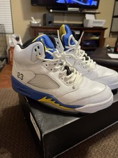 white blue yellow jordan 5