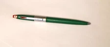 Vintage Scripto 100 Green Ballpoint Pen Square Push Button Clip Click USA