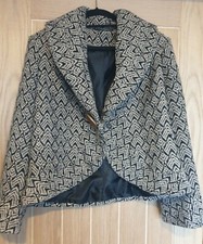 Bm Size 14 Coat Jacket Large Brown Button Grey White Black Patterned New