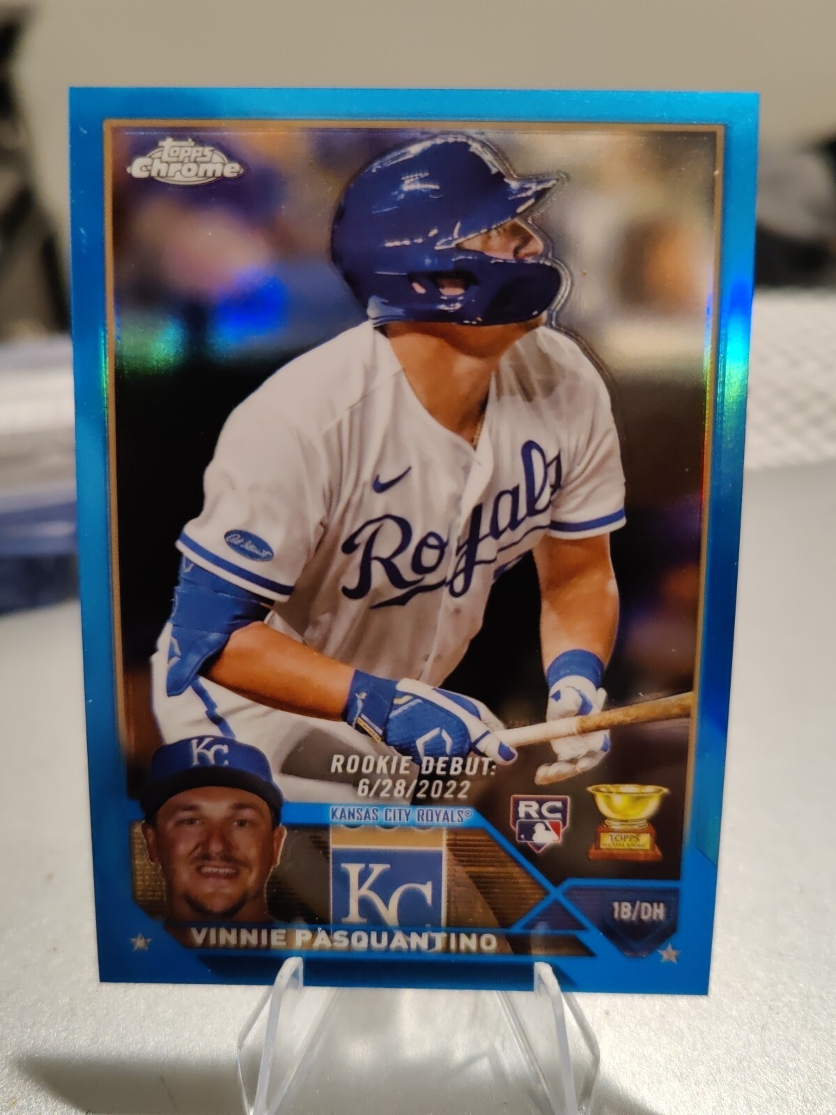 2023 TOPPS CHROME #119 VINNIE PASQUANTINO ROOKIE CUP BLUE REFRACTOR 141/150