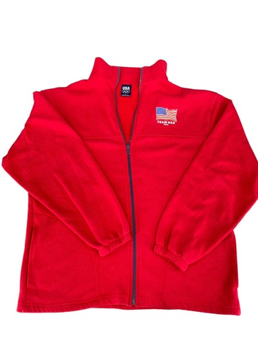 TEAM USA 2015 Olympics Red Zip Up Fleece Jacket Sweater Size Large Made In USA - Picture 5 of 8