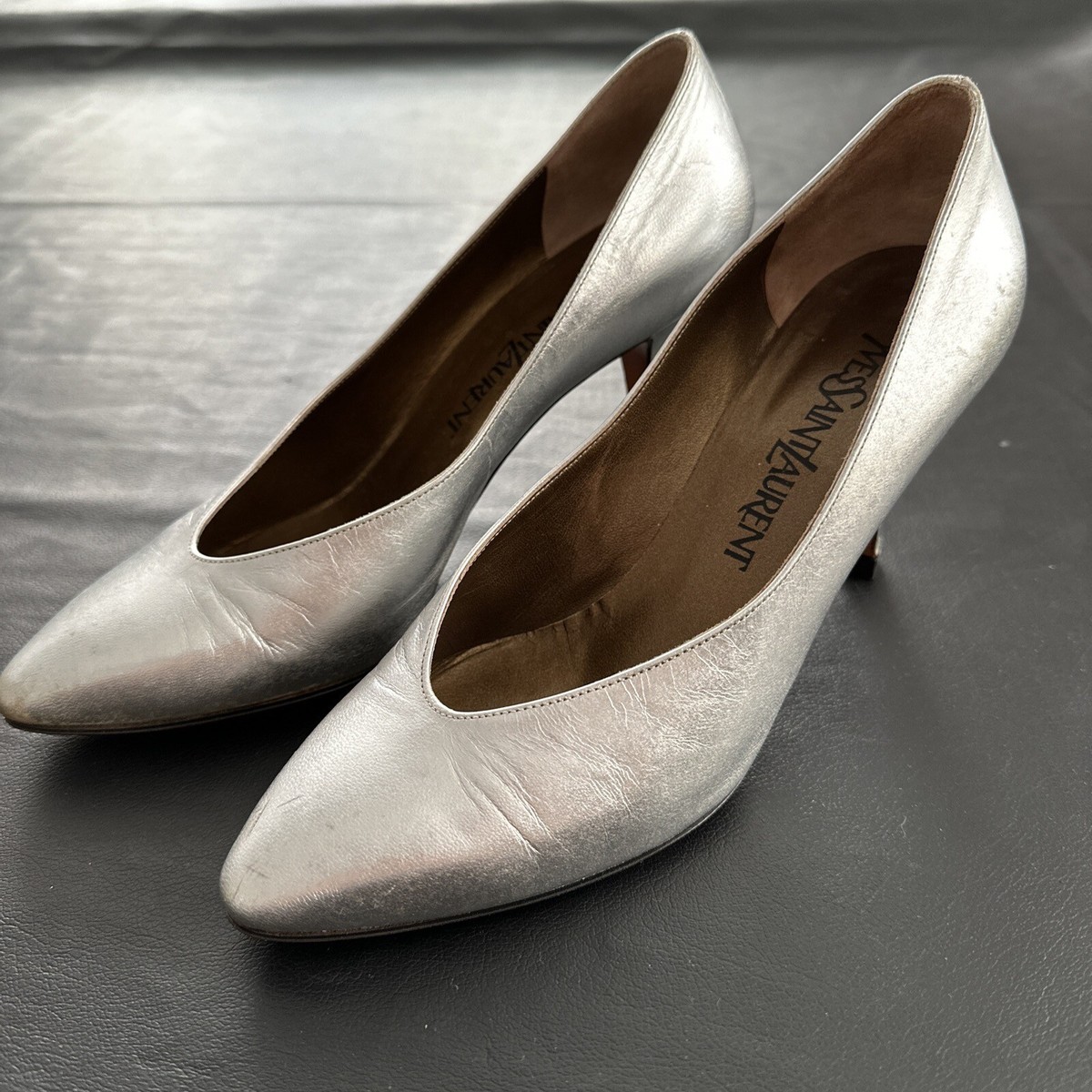 SAINT LAURENT PARIS パンプス シルバー　36.5 YSL Paris Yves Saint Laurent Classic Pumps Silver Womens