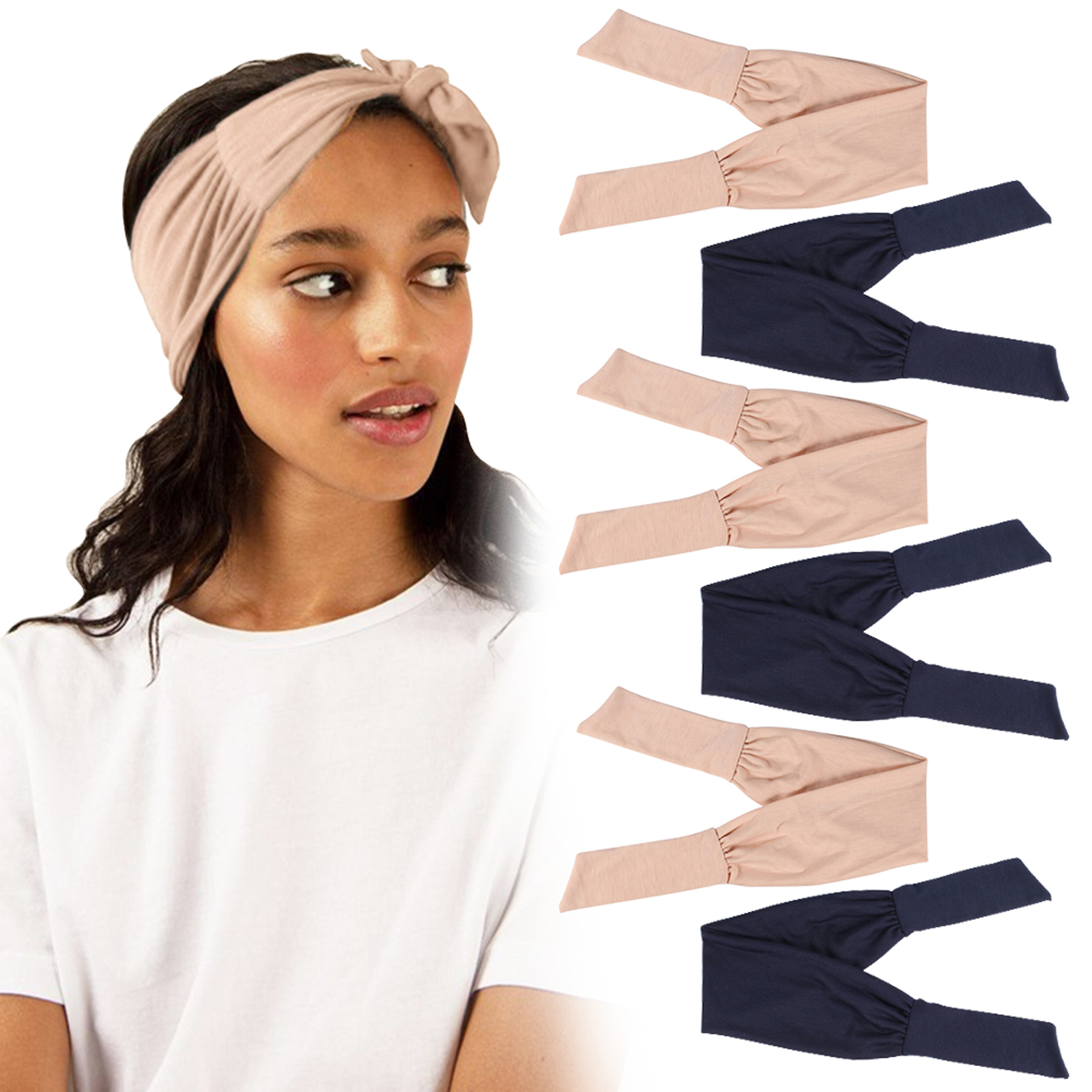 6pcs Bow Knot Women Headband Absorb Sweat Yoga Bohemian Style Fitness