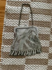 Vintage Whiting Davis Silver Mesh Fringe Flapper Style Bag