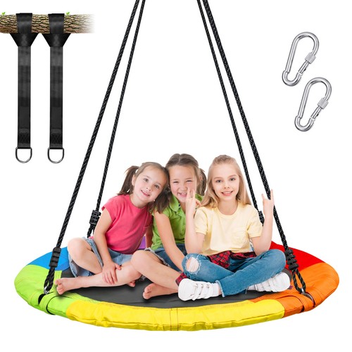 40" Round Saucer Tree Swing 900D Oxford Waterproof Max 700Lbs W/ 2 Hanging Ropes - Picture 28 of 34