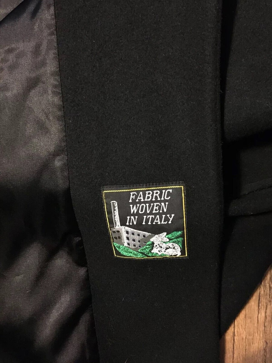 GGG Men's Long Italian Wool Cashmere Blend Black Dress Coat 44R