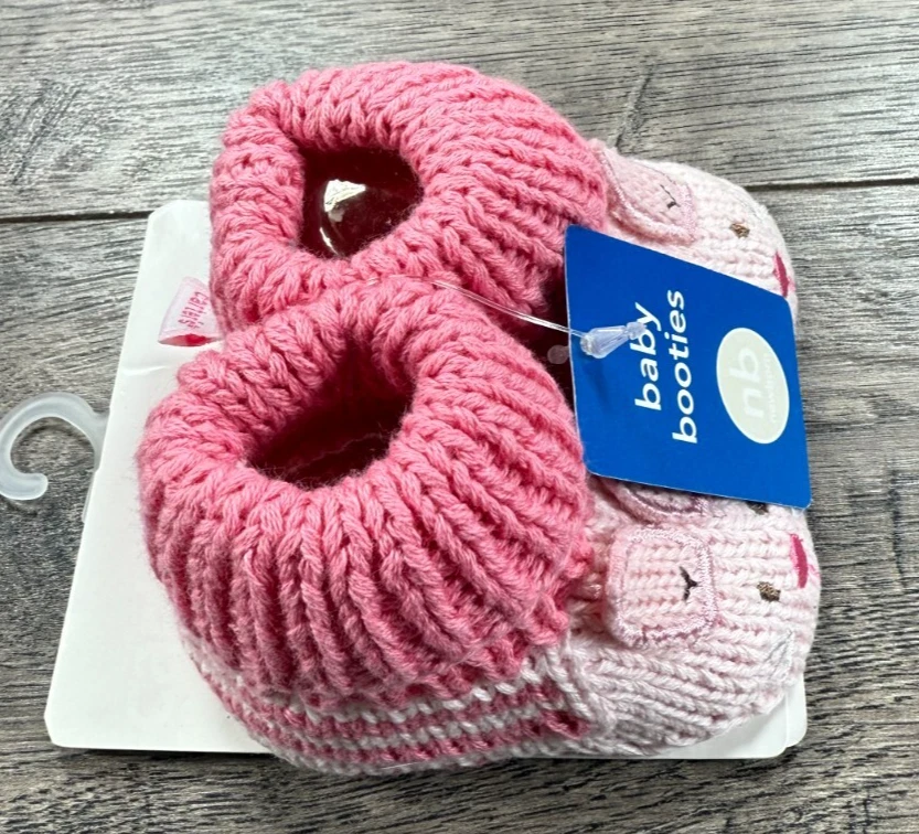 Ropa Bebé Niña Nuevos Botines Carter's Recién Nacidos Rosa Tejido Conejo Foto 2 de 2