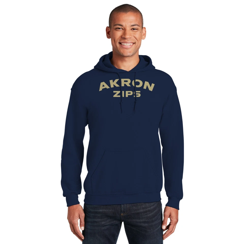 Akron Zips Arch Logo Licensed Hooded Sweatshirt - Navy - Image 3 of 4