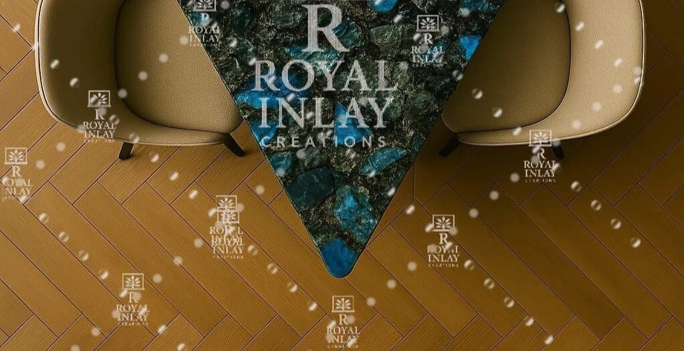 Labradorite Triangle Table – Handmade Gemstone Top for Luxury Interiors - Image 4 of 4