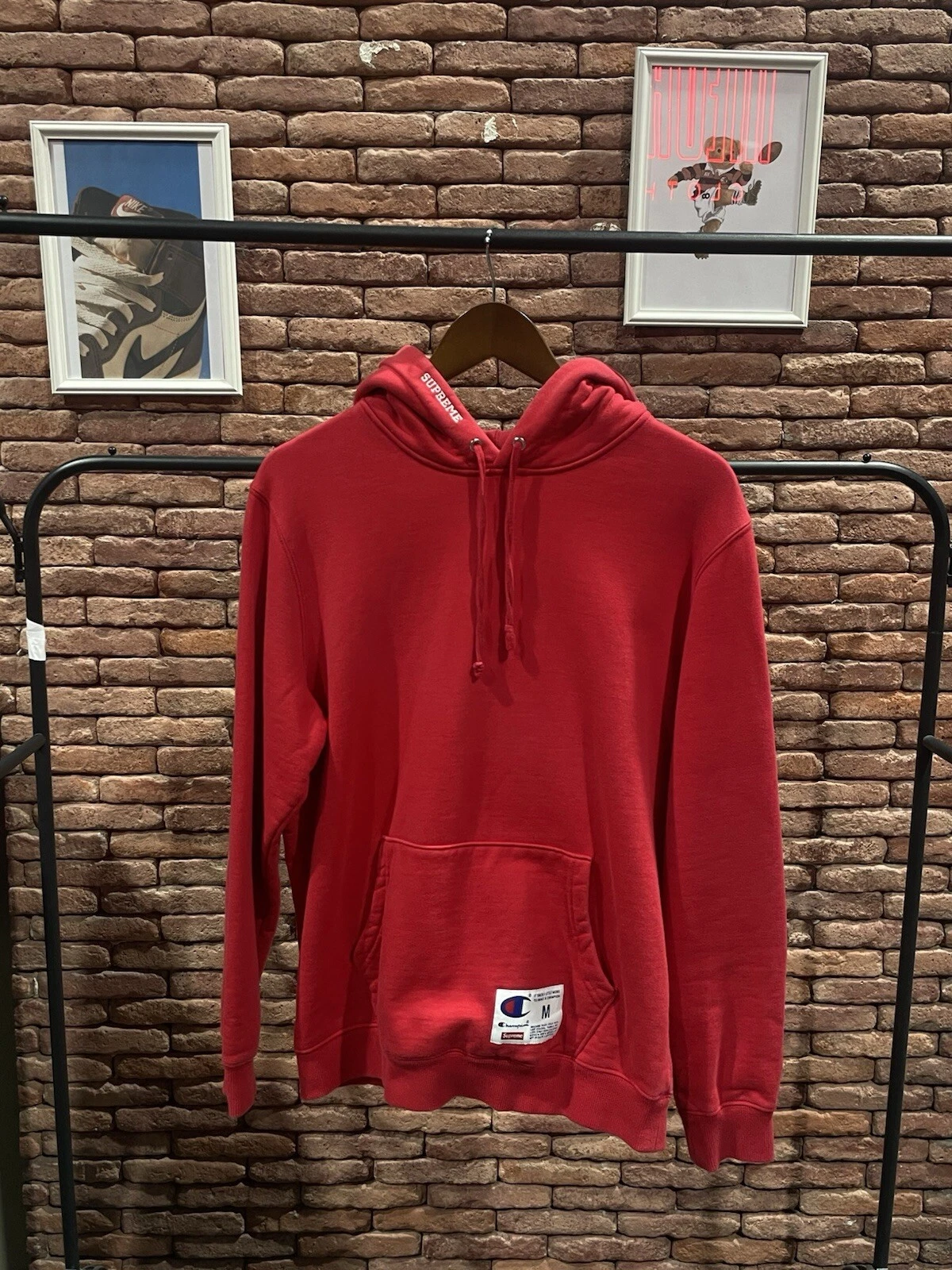 Sweat à capuche Supreme x Champion Label taille M rouge