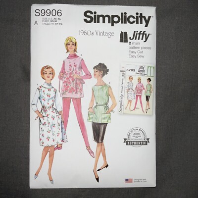 Simplicity S9906 Sizes Xs-XL Vintage 1960s Jiffy Style Apron Uncut