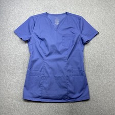 Jaanuu Scrub Top Small Blue Fitted V Neck Nurse Medical Uniform Stretch Clinic