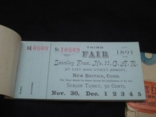 GAR NEW BRITAIN CONNECTICUT ~ BOOK OF FAIR TICKETS W/ MAILING ENVELOPE on The Hot Collector