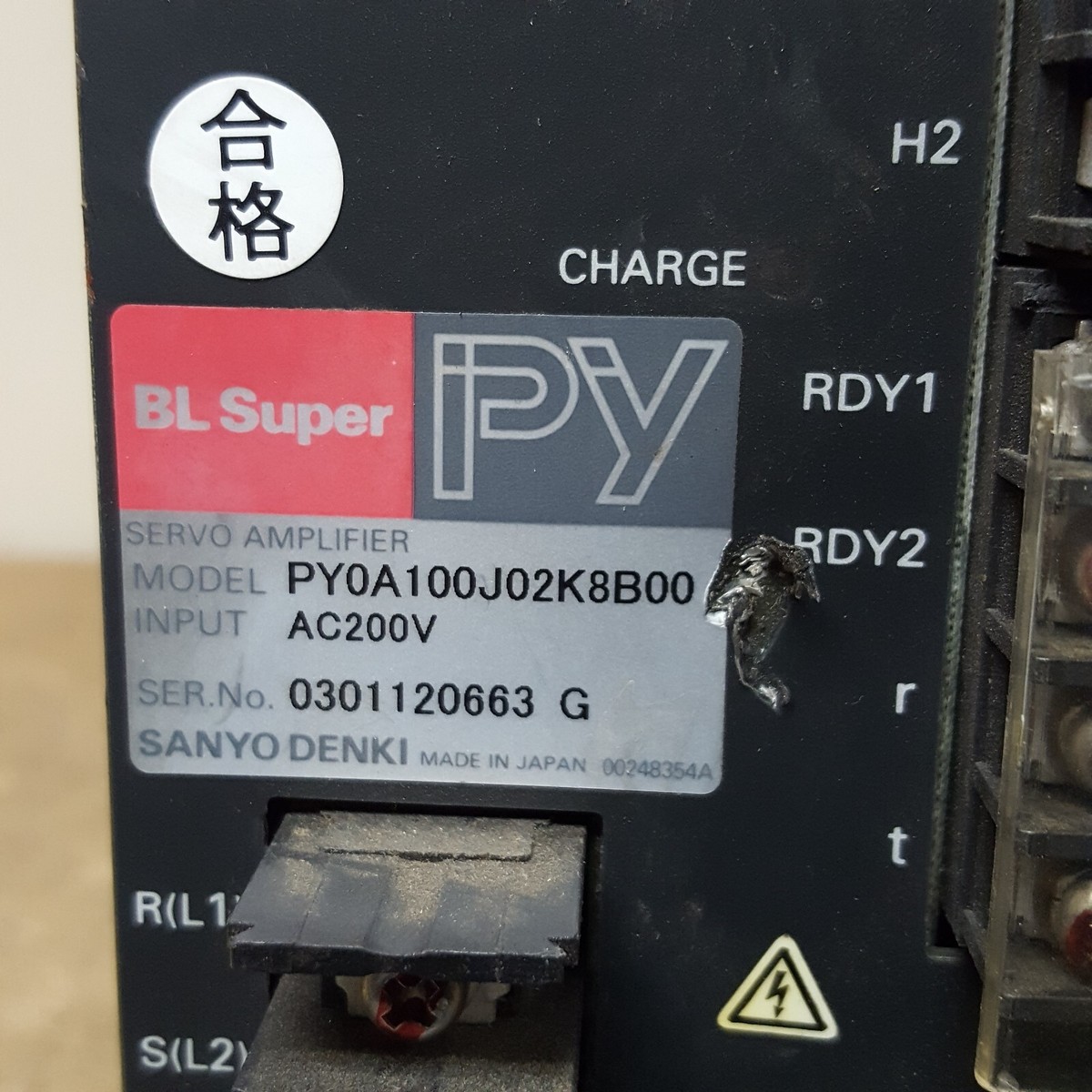 Sanyo Denki PY0A100J PY Series BL Super Servo Amplifier PY0A100J