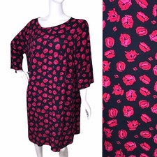 Ellos size 20❤NWOT❤ Pretty Berry Floral Keyhole Back Summery Rayon Dress Women's