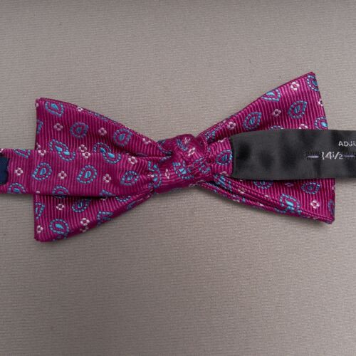 Saddlebred Bow Tie Mens Multicolor Silk Blend Adjustable Pre-Tied Purple - Picture 2 of 10