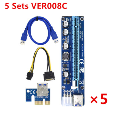 Pci-E Riser Card Pcie 1-16X Usb 3.0 Data Cable Graphics Mining Extension Adapter