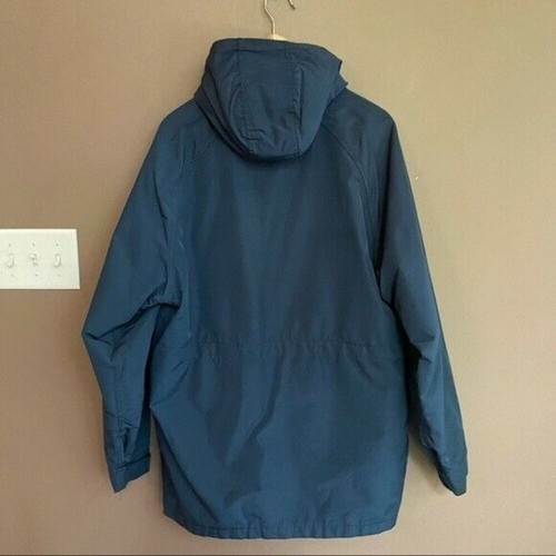 Vintage Woolrich Hooded Plaid Wool Liner Rain Jacket in Navy Size Large - Picture 4 of 7