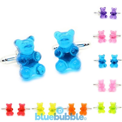 Bluebubble MY SWEET SHOP Gummy Bear Cufflinks Cute Kitsch Kawaii Novelty Retro 