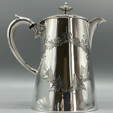 Antique Silver Plated Hot Water Jug Pot Edwardian English Quality Sanders & Co